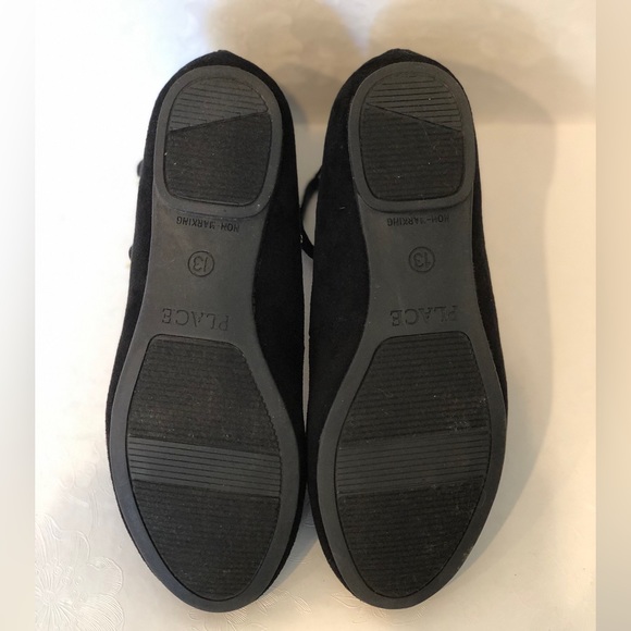 Girls Cross Strap Ballet Flat - Black Faux Suede - Picture 6 of 6